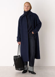 Collar Detail Long Wool Coat